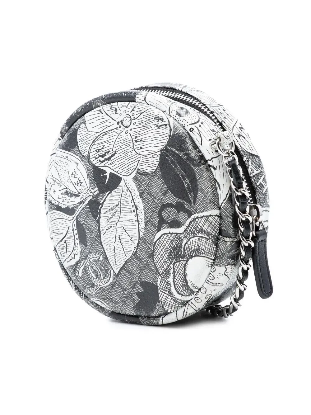 Chanel Cc Calfskin Floral Round Clutch #300468C13B
